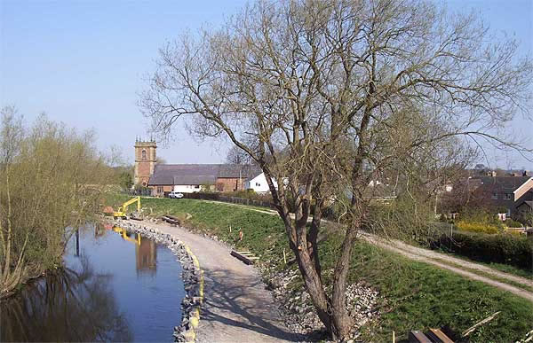 Bangor-on-Dee Church from the New Bridge in Early Spring