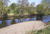 Pebble bank on the River Dee Bangor-on-Dee North Wales